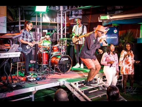 Andy Livingston (centre) performing at Reggae Wednesdays recently.