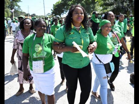 Andrea Patience (centre) contested the Llandewey Division for the Jamaica Labour Party.