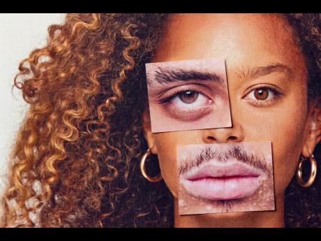 Composite image made from male and female facial features.