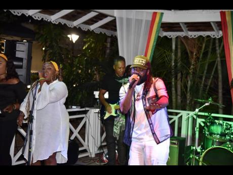 Exco Levi performing on stage at his album launch last Thursday at The Gardens of The Jamaica Pegasus hotel. 