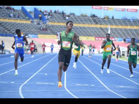 Calabar High School runs away with heat heat one of the boys' Class 1 4x100-metre relay at the ISSA/GraceKennedy Boys and Girls' Athletics Championships inside the National Stadium today.