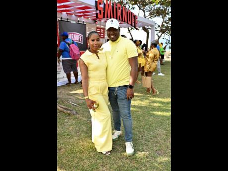  Moya McKenzie (left) and Devon Lewis embraced the yellow theme at The Lawn.