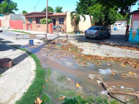 Credit: Kallejhay Terrelonge Raw sewage flowing from a manhole in Union Gardens, Spanish Town Road, St Andrew.