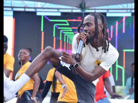 Photo by Herbert McKenis
Dancehall entertainer Laa Lee performing at the Reggae Sumfest Family Fun Day on Sunday. 