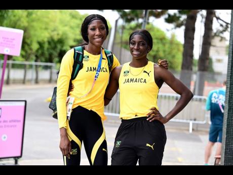 Lamara Distin (left) and Shiann Salmon in Paris, France, for the Olympic Games.