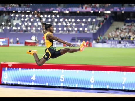 Credit: Gladstone Taylor Jamaica’s Wayne Pinnock in action in the men’s long jump final at the 2024 Paris Olympics in France yesterday.