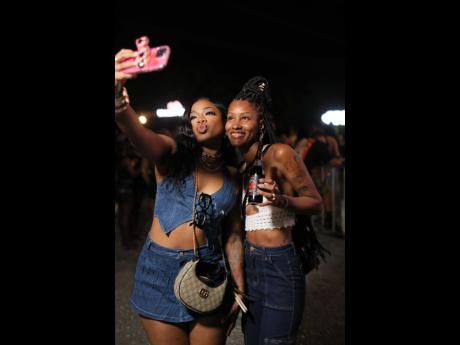 CEO of Mer Made in Jamaica Morgan Menzies (left) and entrepreneur KaRaine Hill  snapped a selfie to capture the excitement of the night.
