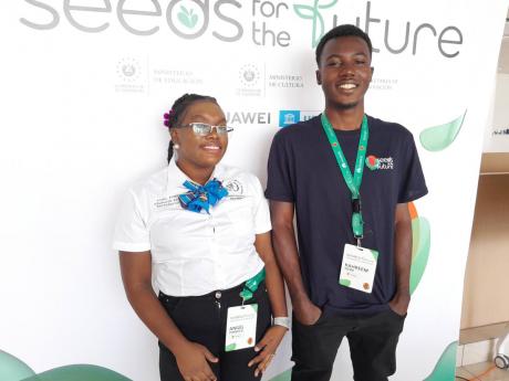 Credit: Photos by Simone Morgan-Lindo Jamaican students Angel Pinnock (left) and Kahreem Webb.
