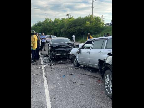 Credit: Andre Williams A four-vehicle crash in Portmore, St Catherine.