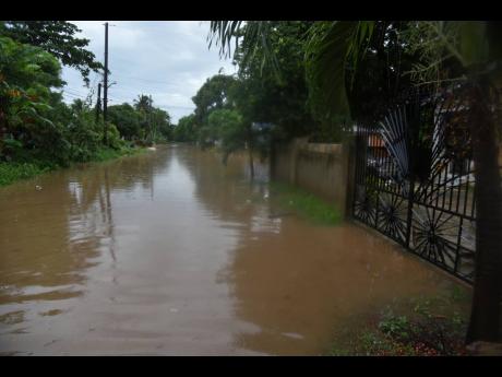 Credit: Ian Allen The road on Cedar Crescent in Nightingale Grove is inundated after rain from Tropical Storm Rafael.