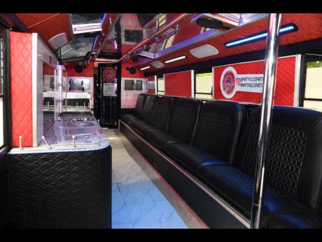 The inside of the party bus seems more like a nightclub.