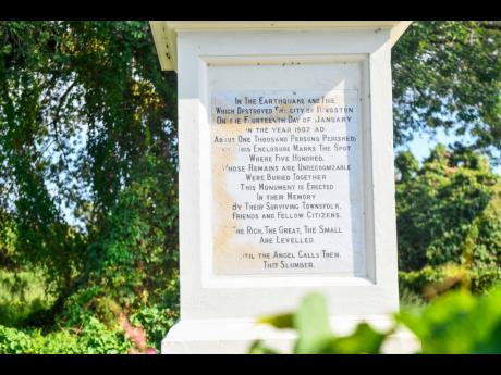 Credit: Matthew McKoy The monument honours 501 unnamed victims of the catastrophic earthquake that devastated Jamaica 118 years ago.
