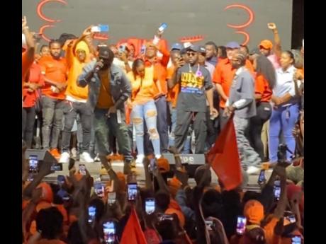 Credit: BoJ TV Chronic Law in full flight at the campaign launch for Danishka Williams, the People’s National Party (PNP) caretaker for South West St Ann, in Cave Valley on Sunday night.