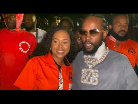 Credit: BoJ TV Photos Danishka Willams and Popcaan in Cave Valley on Sunday night.