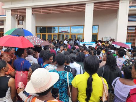 Credit: Sashana Small Job-seekers at the University of the West Indies, Mona attending the inaugural career expo and employment fair of the Ministry of Health and Wellness on January 22.