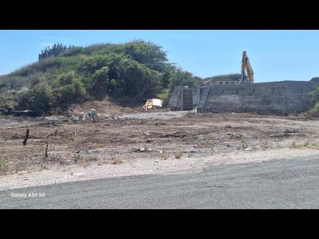 A section of Fort Rocky being cleared, presumably to create a parking lot for entertainment events.