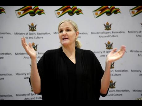 Credit: AP Newly elected IOC President Kirsty Coventry speaks at the Robert Gabriel Mugabe Airport in Harare, Zimbabwe yesterday.
