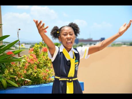 Deniesia Greyson, 10, sings her heart out at The Gleaner’s offices in Kingston.