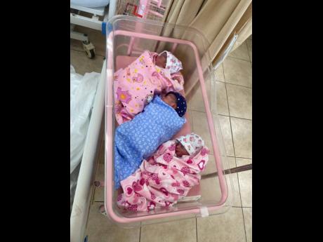 Credit: Contributed Tashoya Hamilton’s bundles of joy. Jazira, Jahzara and Jace were delivered at Cornwall Regional Hospital on May 29.