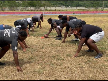 Action from a gridiron football showcase put on by the National Tackle Football Association in June. 