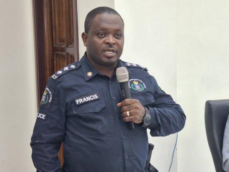 Head of  the operations in the Westmoreland Police Division, Deputy Superintendent Kevin Francis, speaks at the Westmoreland Municipal Corporation’s general monthly meeting on July 10.
