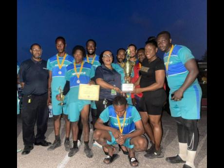 Credit: Contributed Members of the Eulen Aviation team who won the 2025 Western Hospitality Business Intercompany Football League at the Providence Heights playing field in Montego Bay on Sunday, June 6, 2025.