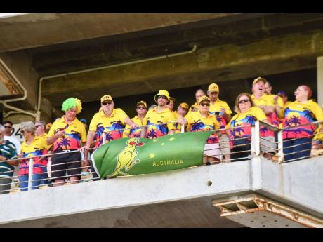 Credit: Matthew McKoy Australian fans taking in the third day of the cricket match at Sabina Park.