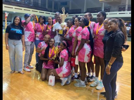 Credit: Sharla Williams photo Members of the Kingston Hummingbirds team who won the Red Stripe Flavours Netball Jamaica Elite League title at the National Arena last night. The Hummingbirds defeated defending champions Manchester Spurs 52-50 in the final.