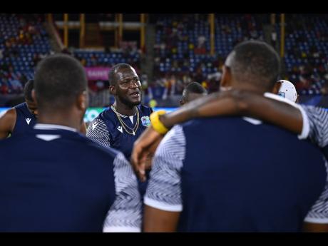 Credit: Courtesy of CWI Media West Indies coach Daren Sammy during a team talk.