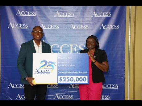 Access Financial Services’ CEO Hugh Campbell (left) and Epsom Basic School senior teacher Dorothy Carson at the Access Hope Initiative handover ceremony in May. The school was among 25 recipients of $250,000 each under the initiative, which is part of the company’s 25th anniversary celebrations this year.