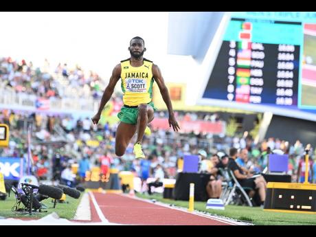 Credit: Gladstone Taylor Jamaica’s Jordan Scott competing in the men’s triple jump at the World Athletics Championships at Hayward Field, Oregon, United States, on Thursday, July 21, 2022.