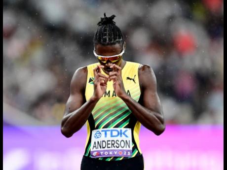 Credit: Gladstone Taylor Navasky Anderson of Jamaica reacts after competing in the men’s 800m semi-final. Anderson placed third with a time of 1:43.72, a new national record, to qualify for the final. Day 6 of the World Athletics Championships Tokyo 2025 at the Japan National Stadium, Tokyo, Japan on Tuesday, September 16, 2025.