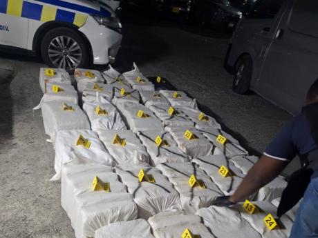 A large quantity of ganja seized by the police in Morant Bay, St Thomas on October 1.