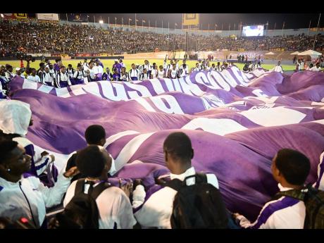 Credit: Gladstone Taylor Kingston College celebrate their 2023 Champs victory at the National Stadium.