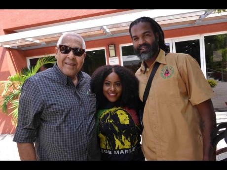 Credit: Antoine Lodge Veteran producer King Jammy (left) chills with reggae songstress Etana (centre) and producer Baby G.
