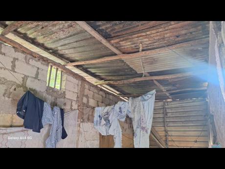 A section of Sinclair’s less than sturdy ceiling, which leaks whenever it rains.