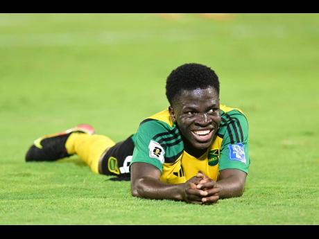 Credit: Gladstone Taylor Above: Kaheim Dixon reacts after missing a scoring chance against Bermuda.