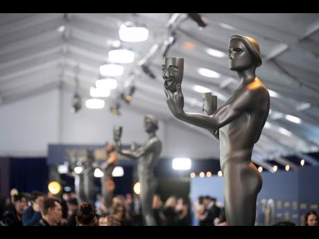 Credit: Chris Pizzello The Actor statue on display at the 30th annual Screen Actors Guild Awards on Feb. 24, 2024, at the Shrine Auditorium in Los Angeles.