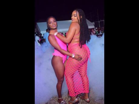 Credit: Anthony Minott Samz (left) and Jamz shine on the pink carpet at Pretty in Pink, held recently at Star Fusion Entertainment Complex, 2A Chelsea Avenue, New Kingston.