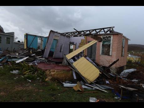 A home in Brompton, St Elizabeth that was destroyed by the strong winds of Hurricane
Melissa.