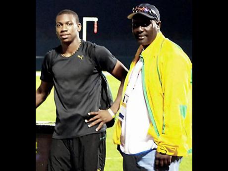 This April 14, 2007 file photo shows Hawthorne (right) with Yohan Blake.