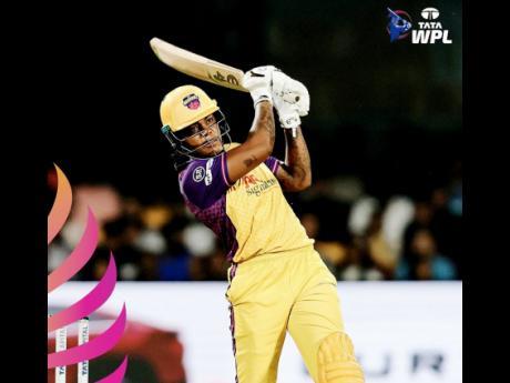 Credit: Courtesy of @wplt20/X Jamaica and West Indies all-rounder Chinelle Henry plays a shot on her way to the joint-fastest half-century in Women’s Premier League history for the Up Warriorz in their victory over the Delhi Capitals at the M. Chimmaswamy Stadium in India on February 23.