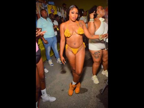 Shantae dazzles in this sexy swimwear at the recent staging of Chu Chu’s Gyal Farm, held at the Portmore Mall Taxi Stand in St Catherine.