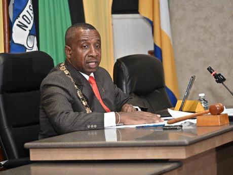 Credit: Rudolph Brown Mayor of Kingston Andrew Swaby speaking at the monthly meeting of the Kingston and St Andrew Municipal Corporation on May 13.