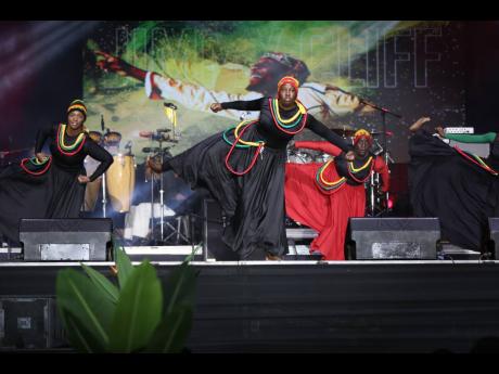 Credit: Nathaniel Stewart Photos Members of the Tivoli Gardens Dance Troupe pay tribute to Jamaica Cliff.