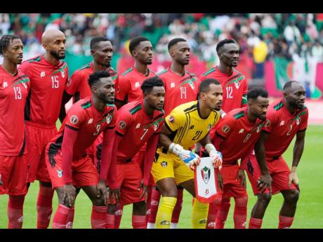 Members of the Sudan team pose for a photo ahead of their group E Africa Cup of Nations soccer match against Algeria in Rabat, Morocco on Wednesday, December 24.