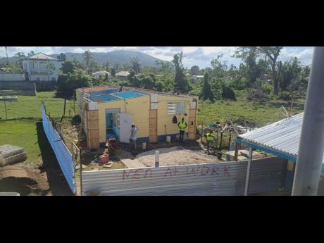 A section of Lacovia Primary and Infant School in St Elizabeth under repair. 