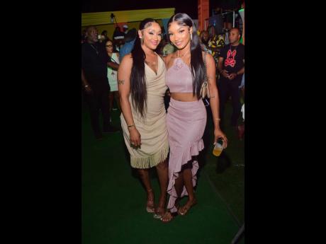 Taurussddoll (left) steps out with her sister Nickiii_Trendiii’ja during the high-energy scenes at DJ Rodney’s Spanish Town Brunch in St Catherine, recently.