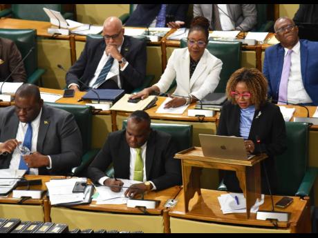 Minister of Education, Skills, Youth and Information, Senator Dr Dana Morris Dixon, speaks during the sitting of the Senate at Gordon House on January 30.