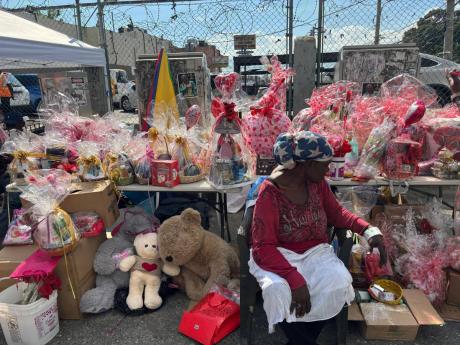 Prudence Garrison shows off various items at her pop-up Valentine stall.
